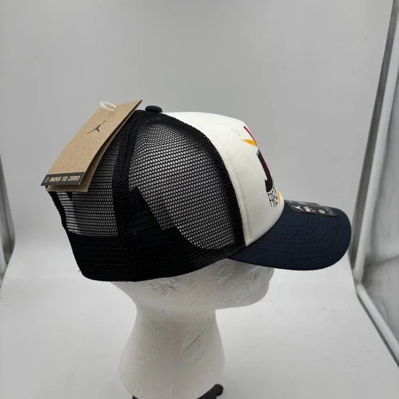 Nike Jordan Rise Cap Trucker Hat White Black Navy Mesh M L "Jammin Frequency" - Picture 5 of 10